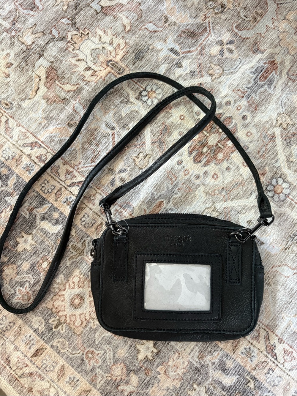 Margot NY 3-in-1 Black Leather Crossbody Wallet Organizer ID Window Purse Bag